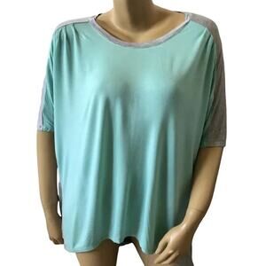 Half Moon Womens Small Colorblock T Shirt Hi Low Scoop Neck Rayon Spandex Casual